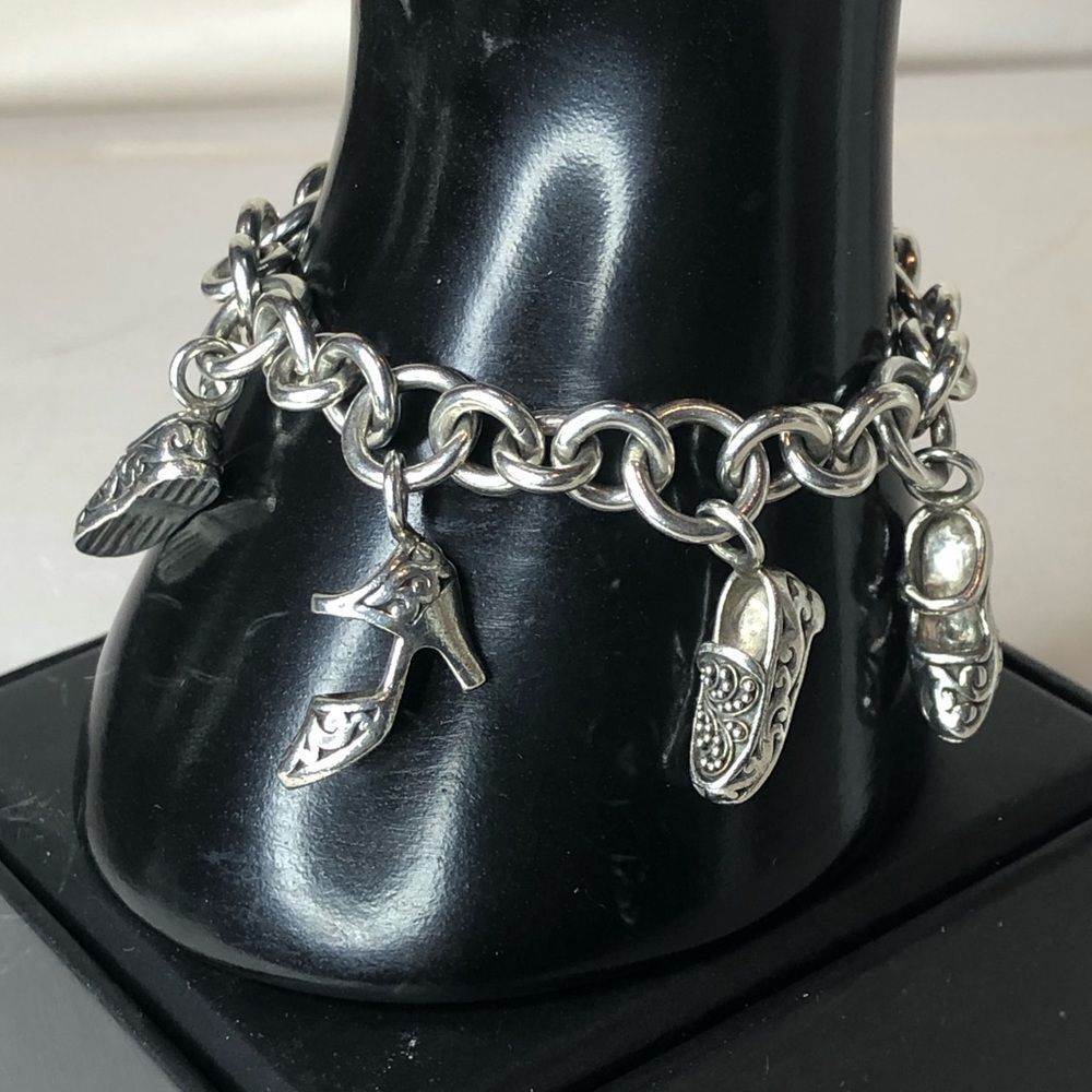 LOIS HILL Sterling Silver Rolo Charm Toggle Bracelet with Shoe Charms